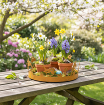 Itens Bandeja decorativa, decoração de mesa com pássaros, decoração de primavera, metal enferrujado, Ø20cm A8,5cm
