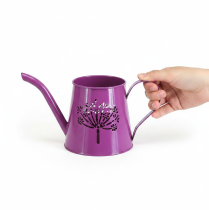 Itens Regador decorativo, metal roxo, design boho, estampa de dente-de-leão, 12 cm de altura, conjunto com 2 peças.