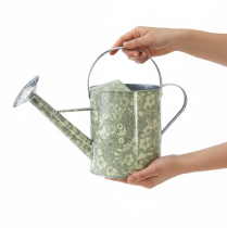 Itens Regador de metal, estilo vintage, verde e prata com estampa floral - vaso decorativo, Ø18cm