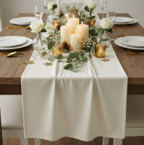 Itens Corredor de mesa em veludo tecido decorativo creme 28×270cm