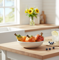Itens Conjunto de frutas artificiais: maçã e pera, item decorativo de outono, 12 cm, 3 peças