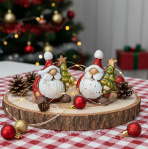 Itens Estatueta do Papai Noel com enfeite de árvore de Natal, 7 cm, 2 peças