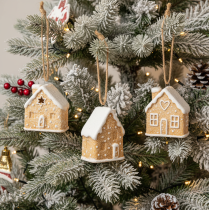 Itens Casinha de Gengibre de Cerâmica para Pendurar, Decoração de Inverno Natalina, 6cm, 3 peças