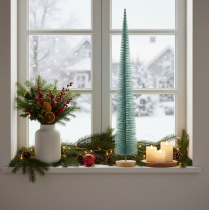 Itens Árvore de Natal artificial, árvore decorativa, design delicado com base de madeira, 80 cm