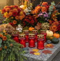 Itens Vela para túmulo, ideal para decoração outonal do Dia de Todos os Santos e do Domingo de Finados, 13 cm, 8 peças.