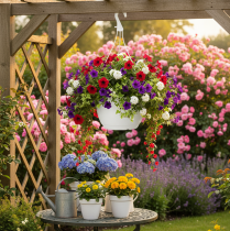 Itens Cesto de flores suspenso de 25 cm branco