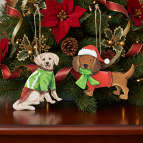 Itens Enfeite de Natal em forma de cachorro, decoração para pendurar, cachorro com cachecol e chapéu, 12 cm, 2 peças