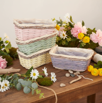 Itens Cesto retangular para plantas com revestimento metalizado, cesto decorativo, floreira, 25 cm, conjunto com 4 peças