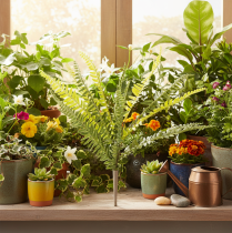 Itens Ramo de samambaia artificial, planta verde artificial para decoração, 45 cm
