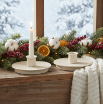 Itens Castiçais redondos cor creme para velas finas, decoração de mesa, 10 cm, 2 peças