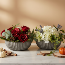 Itens Tigela redonda com ranhuras, recipiente decorativo para arranjos florais, 20 cm, 2 peças