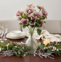 Itens Buquê de rosas artificiais de Natal com flores roxas, 35 cm, 6 peças