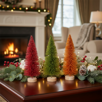Itens Árvore de Natal artificial, árvore decorativa para decoração de mesa, 31 cm, 3 peças