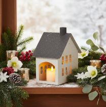 Itens Luminária de metal decorativa em formato de casa, 16 cm