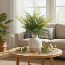 Itens Ramo de samambaia artificial decorativo, verde, realista, 56 cm