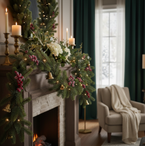 Itens Guirlanda artificial de pinheiro verde para decoração festiva, 200 cm