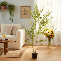 Itens Planta artificial em vaso, 130 cm de altura, verde, decorativa.