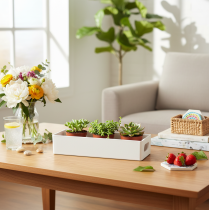 Itens Bandeja retangular com alças para armazenamento e decoração de mesa, 32 cm