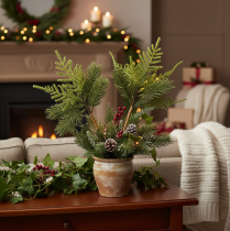 Itens Ramo de pinheiro artificial para decoração festiva, 22 cm, 2 peças
