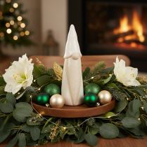 Itens Estatueta decorativa de gnomo para mesa, decoração de Natal, cerâmica, 22 cm