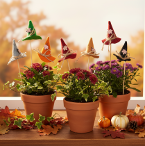 Itens Enfeites decorativos de feltro em formato de chapéu de bruxa para decoração de mesa no outono, 28 cm, 12 peças