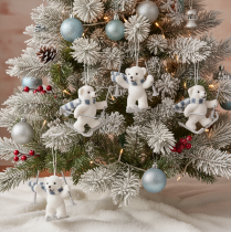 Itens Pingente de urso polar em esquis com cachecol para pendurar, 10 cm, 2 peças