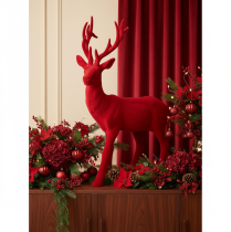 Itens Estatueta decorativa de um veado em pé, grande, decoração natalina aveludada, 85 cm