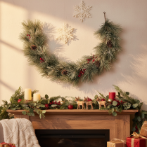 Itens Guirlanda artificial de pinheiro com pinhas