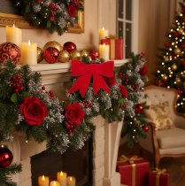Itens Laço decorativo vermelho com prendedor. Versátil enfeite de Natal. 11 cm, 4 unidades.