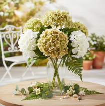 Itens Flor artificial de hortênsia com caule longo e folhas, 60 cm
