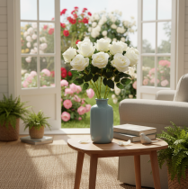 Itens Rosa artificial de haste longa para vaso, 62 cm, pacote com 12 unidades.