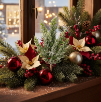 Itens Ramo de pinheiro artificial coberto de neve para arranjos florais e decoração de Advento, 40 cm, 3 peças