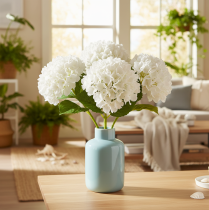 Itens Flor artificial de hortênsia com haste longa para decoração, 48 cm