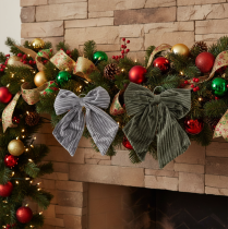 Itens Laço decorativo para pendurar, laço de Natal, veludo canelado, 24 cm, 2 peças