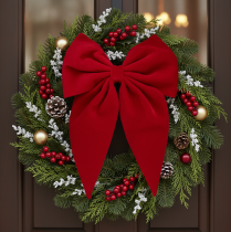 Itens Laço decorativo vermelho, laço grande de veludo para janela ou porta, 50 cm