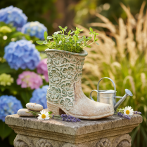 Itens Vaso de flores, bota de cowboy, planta, sapato, estampa floral vintage, 24 cm