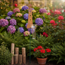 Itens Pluviômetro com aparência de farol enferrujado – Pluviômetro decorativo para jardim e cerca, 41 cm, cor ferrugem.