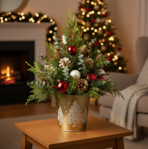 Itens Vaso de Natal em metal dourado para árvore de Natal, Ø12cm A11,5cm