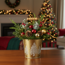 Itens Vaso de Natal em metal dourado para árvore de Natal, Ø12cm A11,5cm