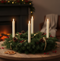 Itens Velas LED em bastão com temporizador velas ranhuradas creme 24,5 cm 4 peças