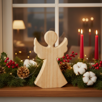 Itens Anjo decorativo de madeira, feito de madeira natural clara, decoração de Natal, 30 cm