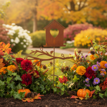 Itens Casinha de pássaros rústica para jardim, com formato de coração e galho, 100 cm