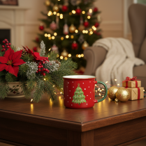 Itens Caneca de Natal com motivo de árvore de Natal, 9 cm