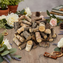 Itens Peças decorativas de madeira de bétula com casca para artesanato, 3 cm, 300 g