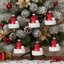 Itens Enfeite de Natal com chapéu de Papai Noel de vidro, 8 cm, 6 peças