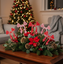 Itens Enfeites decorativos de flores em forma de laço, 32 cm, pacote com 12 unidades.