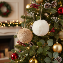 Itens Enfeite decorativo de pompom para árvores de Natal, 10 cm