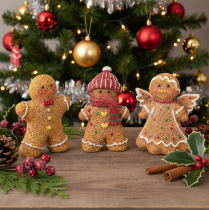 Itens Boneco de gengibre artificial decorativo, 8 cm, 3 peças