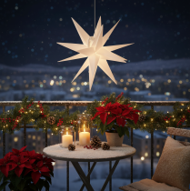 Itens Estrela decorativa de LED, branco quente, para exterior, com temporizador, 40 cm
