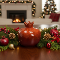 Itens Decoração de romã em cerâmica, brilhante, 14 cm